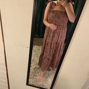 Shein shirred top Dalmatian print maxi dress